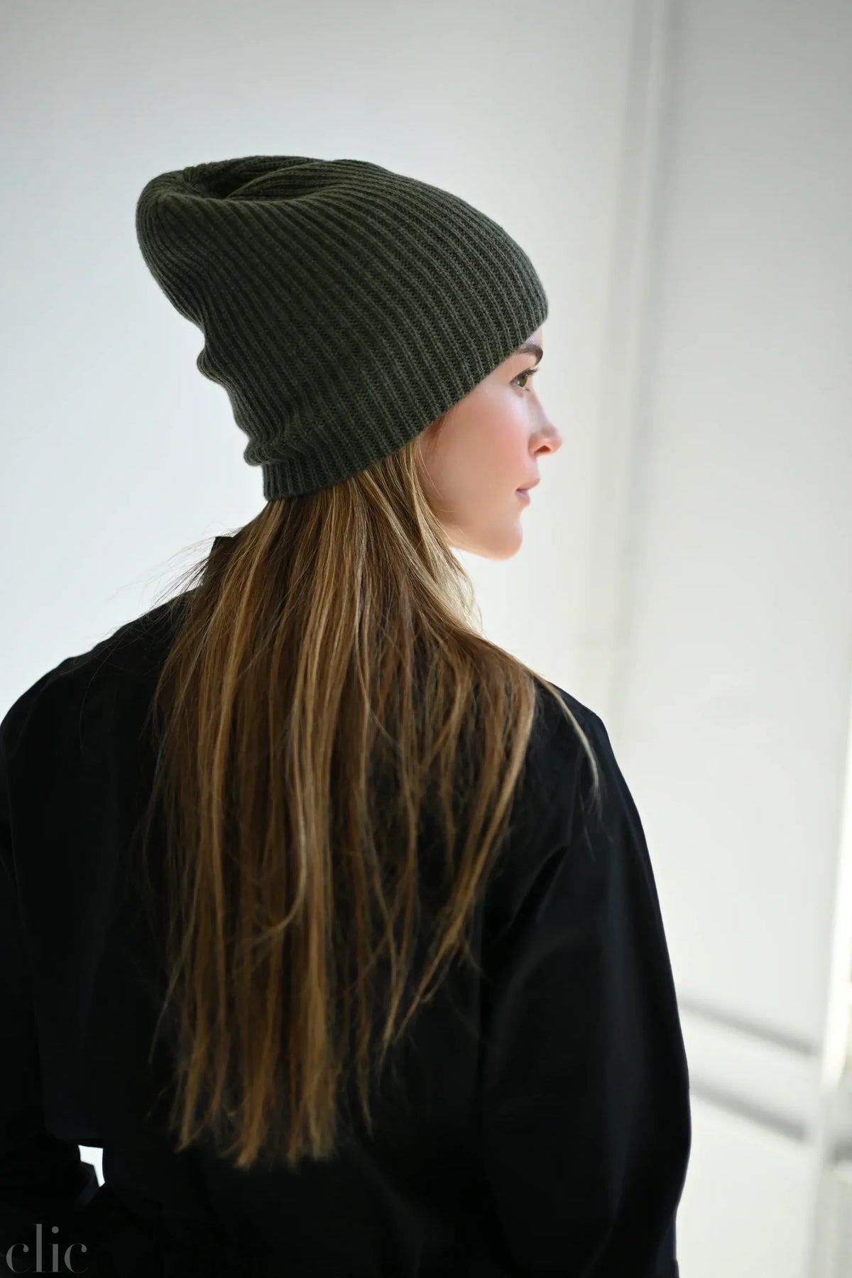 Cashmere Beanie in Olive, from 8.6.4