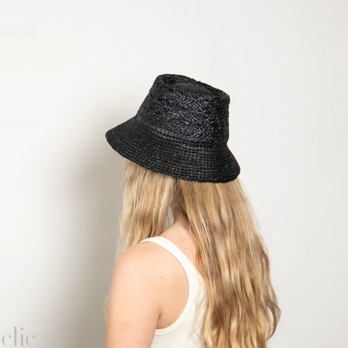 Fina Raffia Bucket Hat in Black, from Wyeth