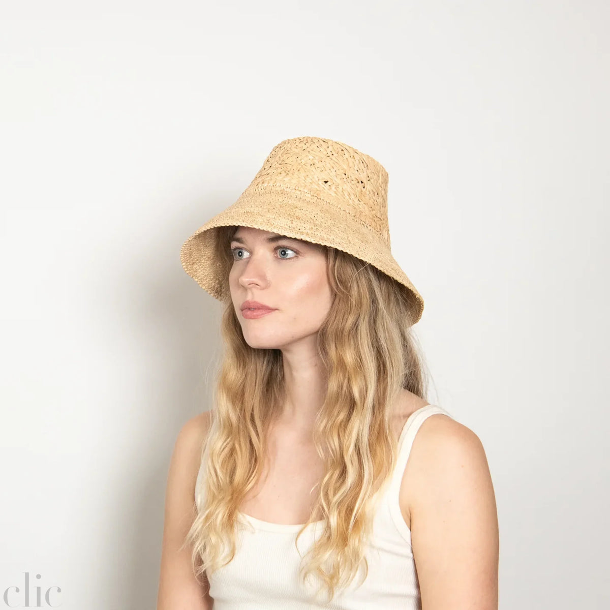 Fina Raffia Bucket Hat in Natural, from Wyeth