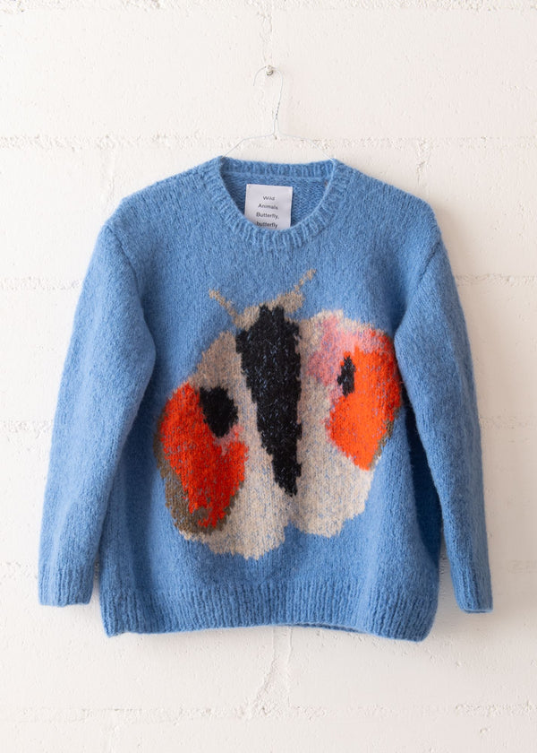 Butterfly Crewneck Sweater in Blue, from Wild Animals