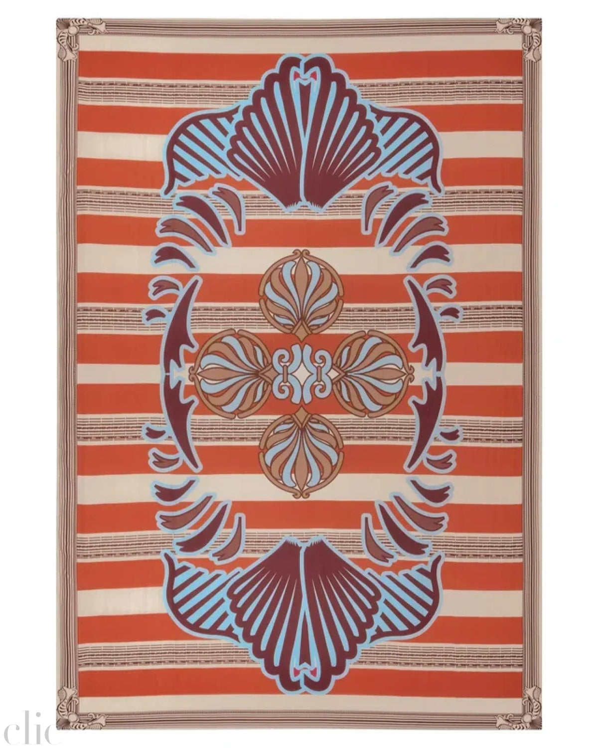 De la Flaise Sarong Cotton Silk in Orange Ornament Stripes, from Juan D Dios