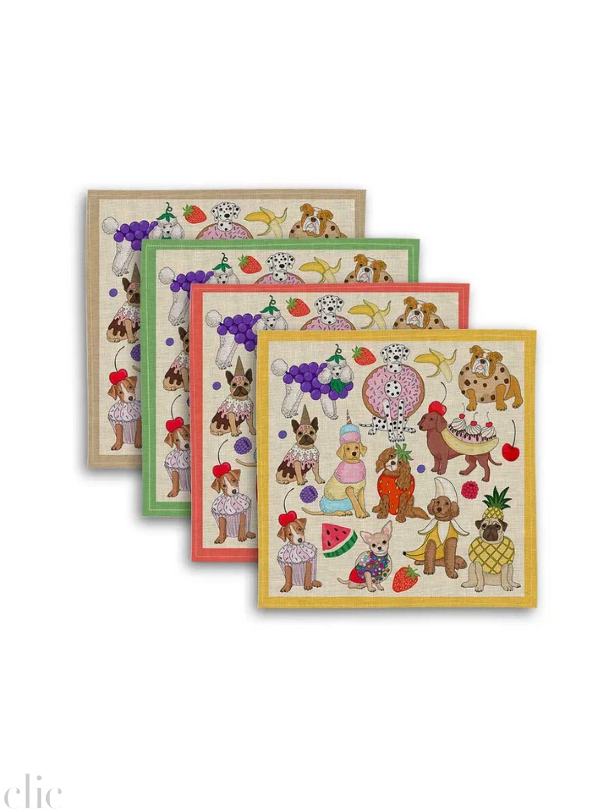 Dog Dessert Set of 4 Napkins, from Avenida Home