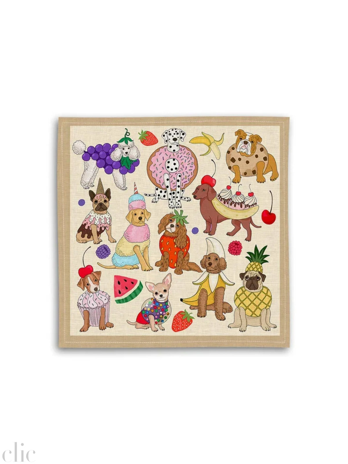 Dog Dessert Set of 4 Napkins, from Avenida Home