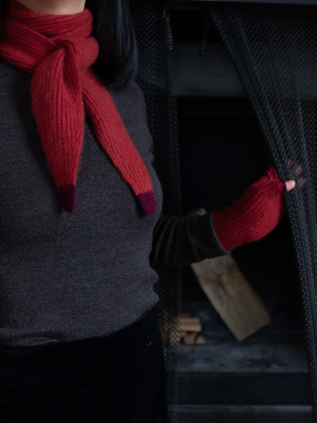 Dorothy Cashmere Neck Scarf Red, from Oats and Rice