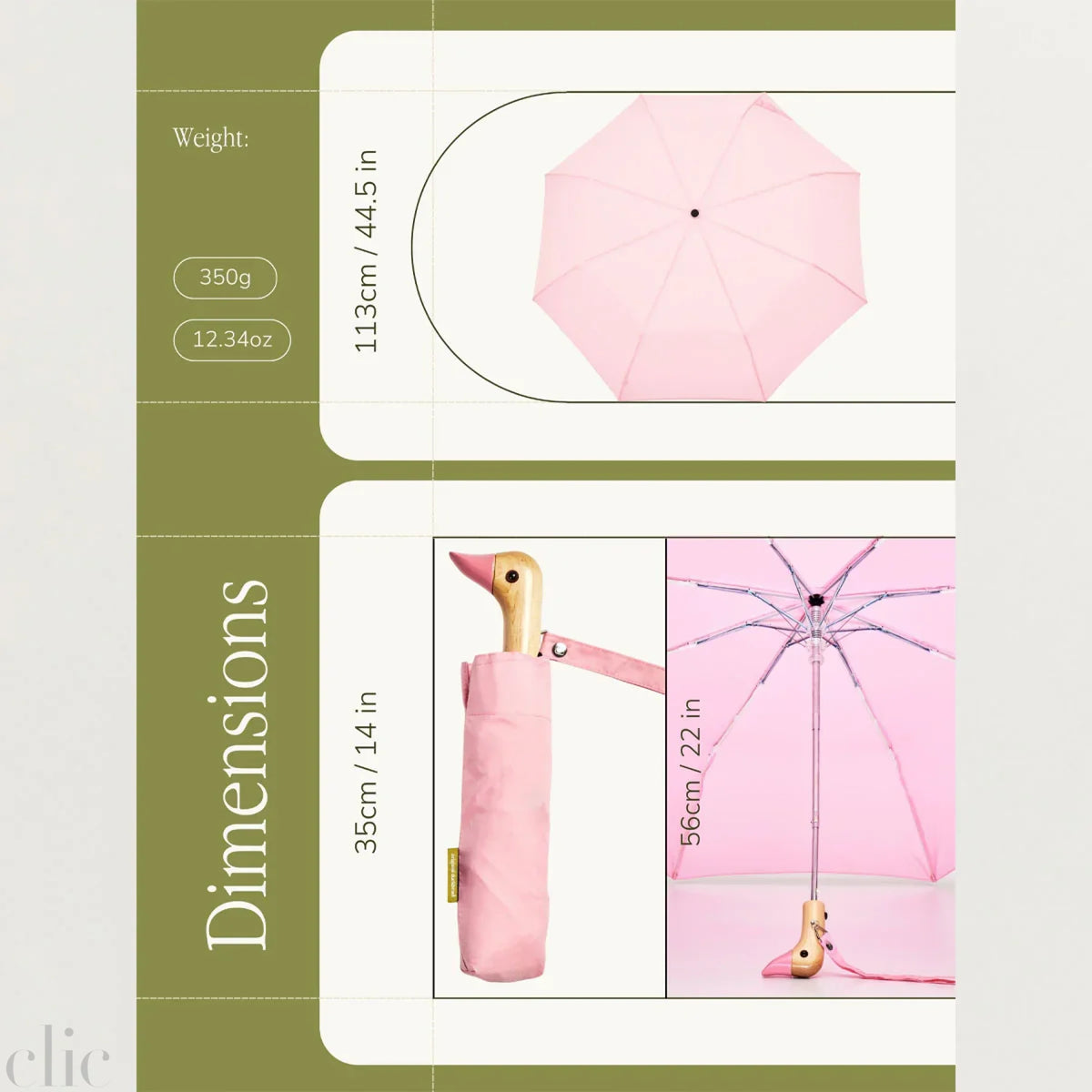 Compact Duck Umbrella in Pink, from The Original Duckhead