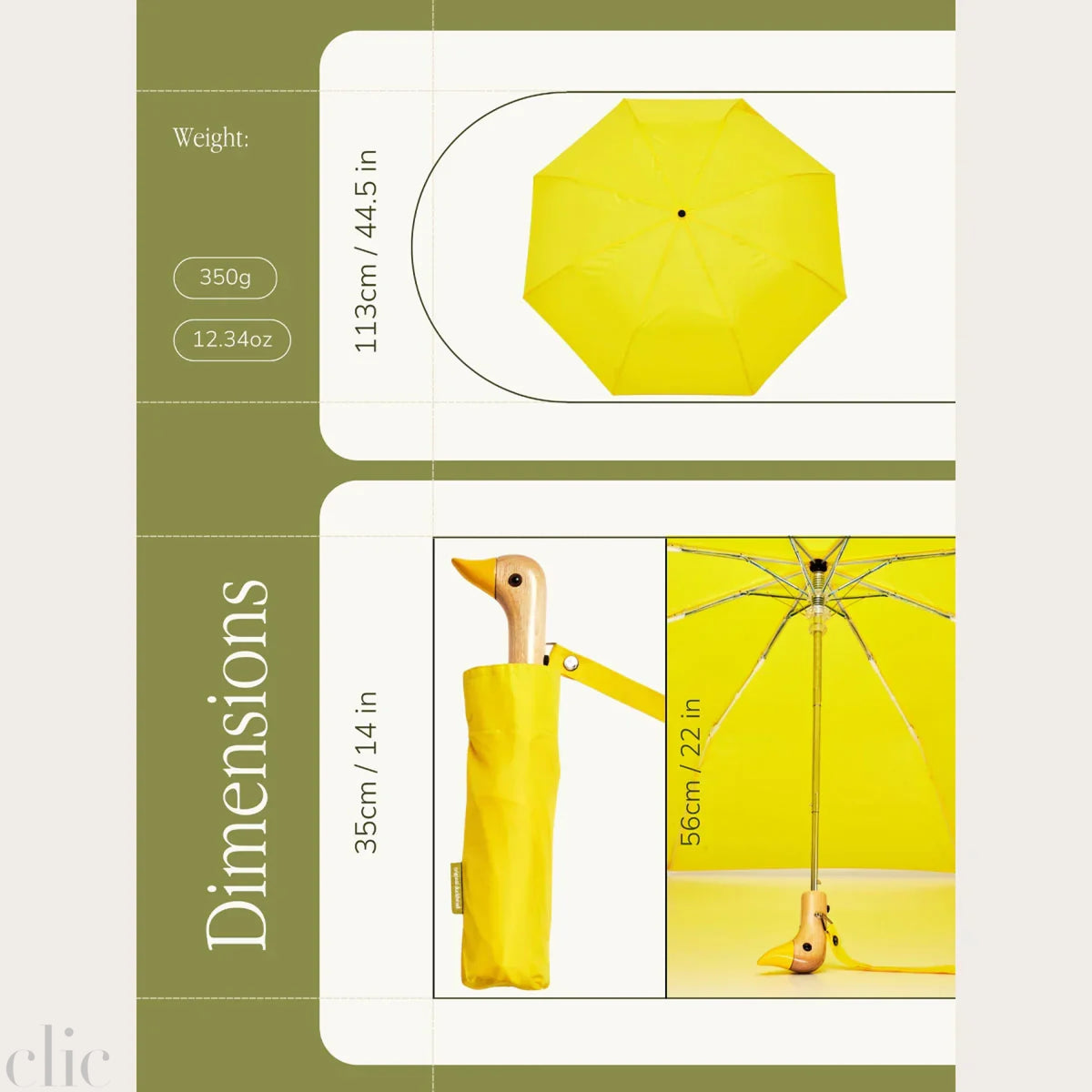 Compact Duck Umbrella in Yellow, from The Original Duckhead