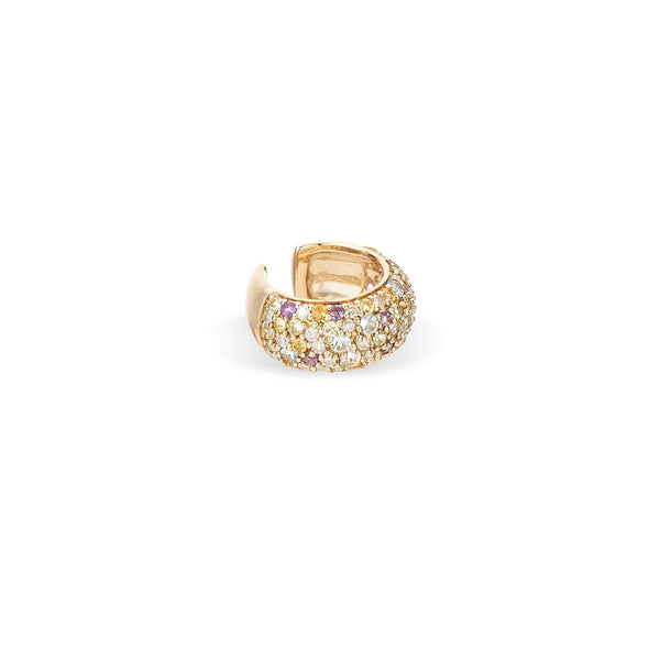 Wide Pave Diamond and Iridescent Gemstone Ear Cuff, from Adina Reyter