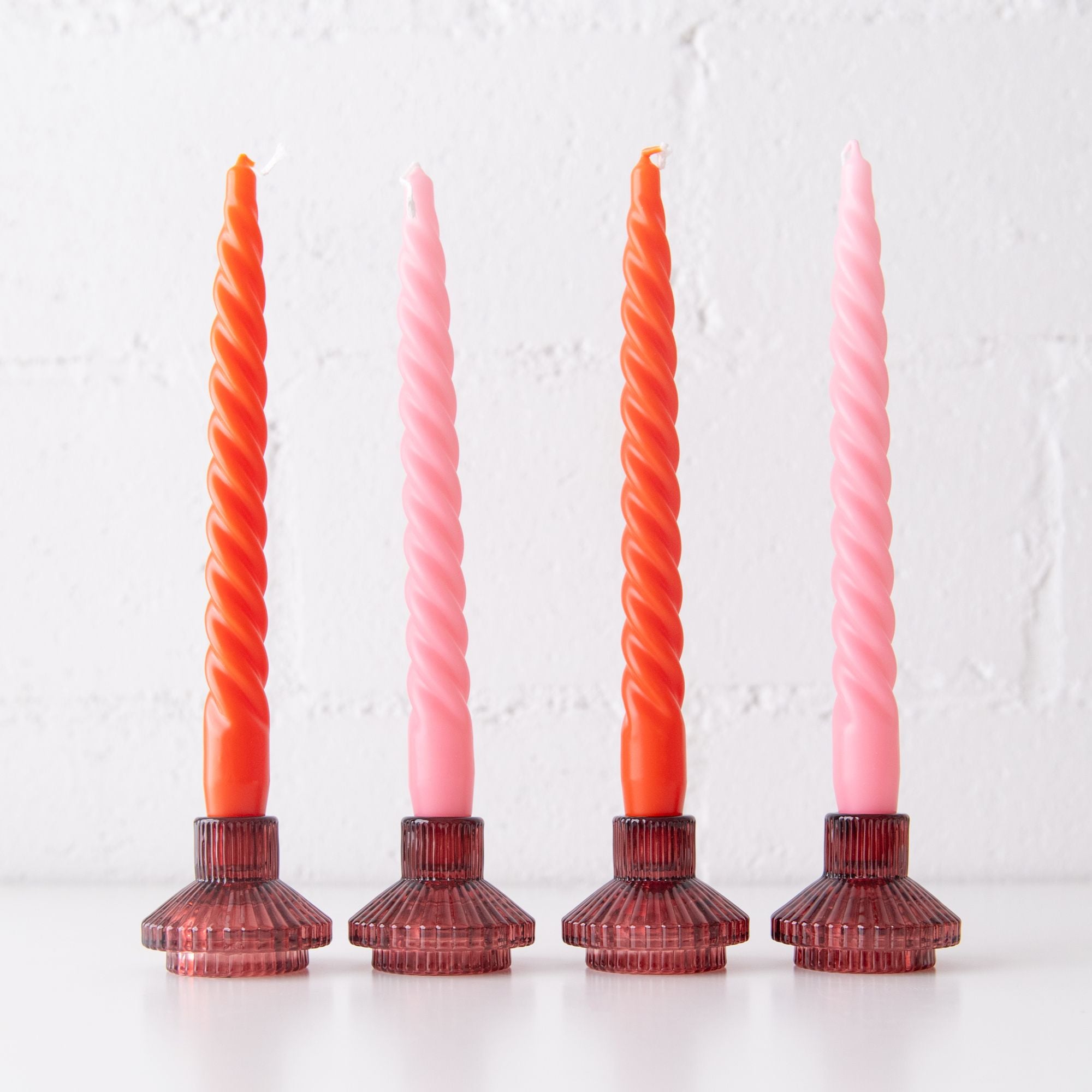 spiral Dinner Candles in Orange and Pink, from Talking Tables