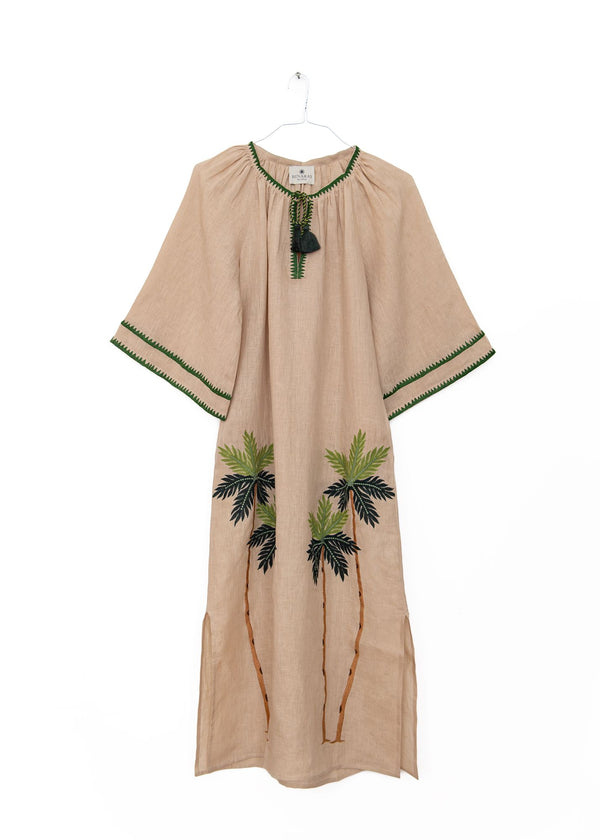Palma Veronica Dress in Beige and Green, from Benaras by Citrus
