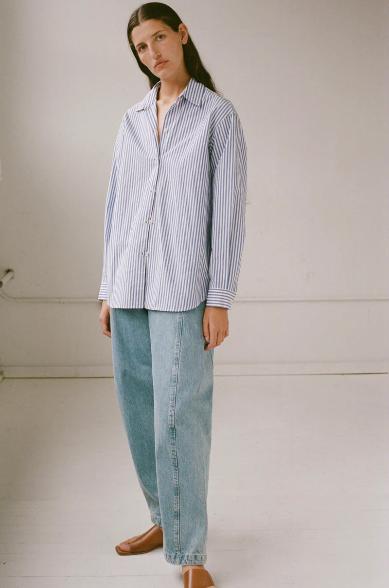 Classic Button Down Shirt in Blue Stripe, from Shaina Mote