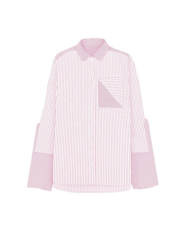 Echo Side Button Boyfriend Stripe Shirt in Lantana, from Theo the Label