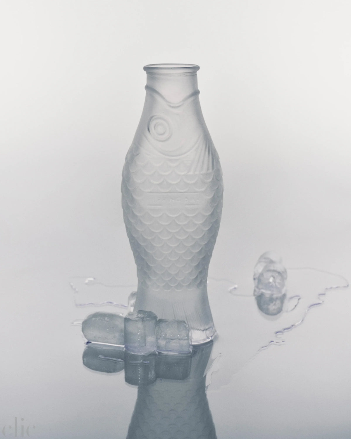 Fish & Fish Carafe in Frosted White