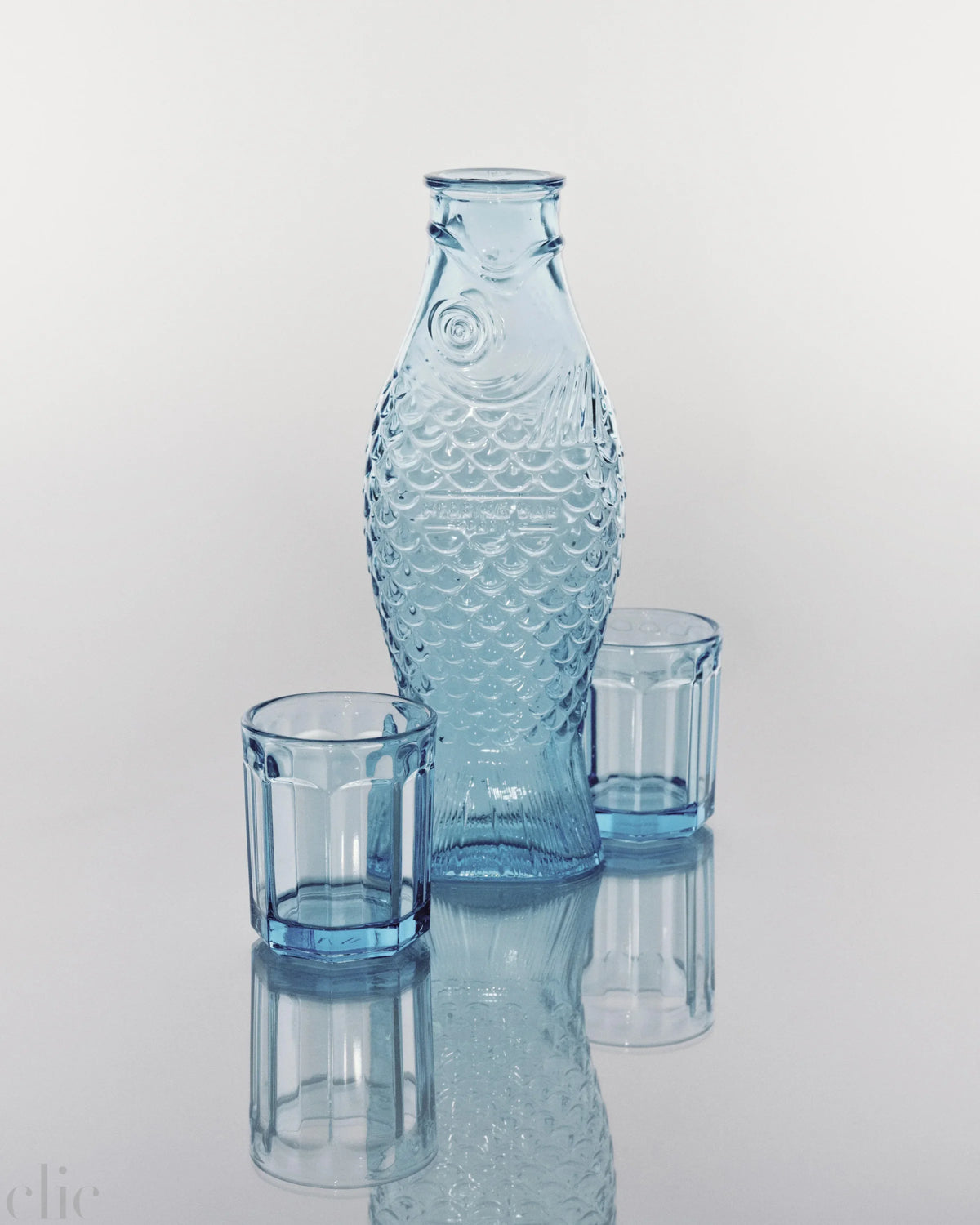 Fish Carafe and Glass Set in Blue