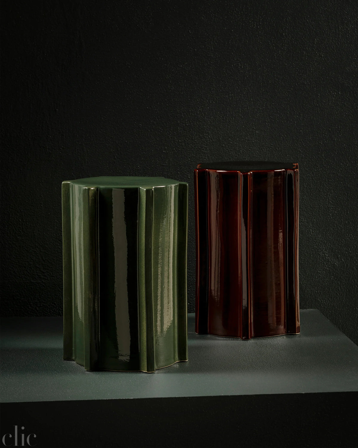 Side Table in Dark Green