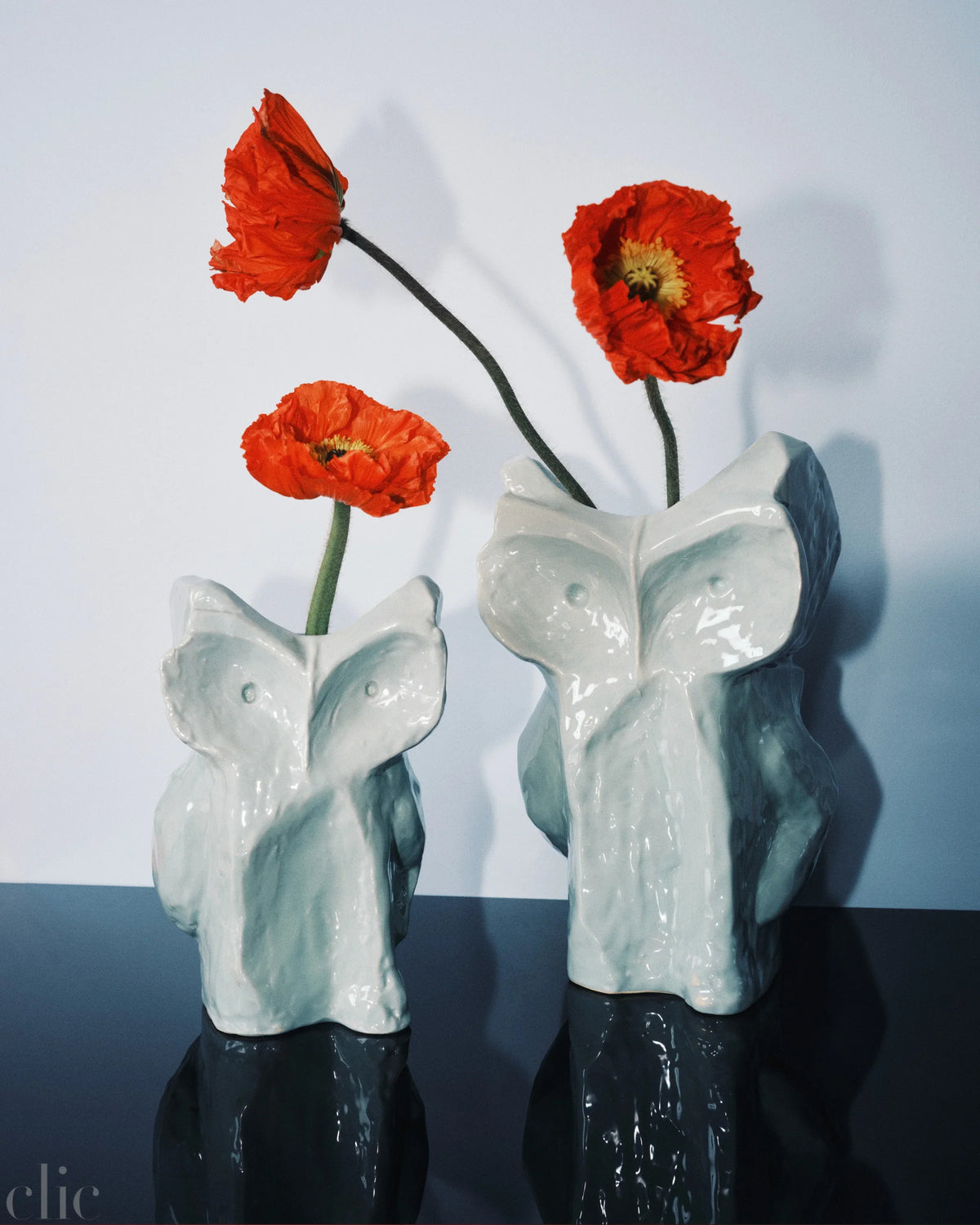 Small Owl Vase in Light Blue