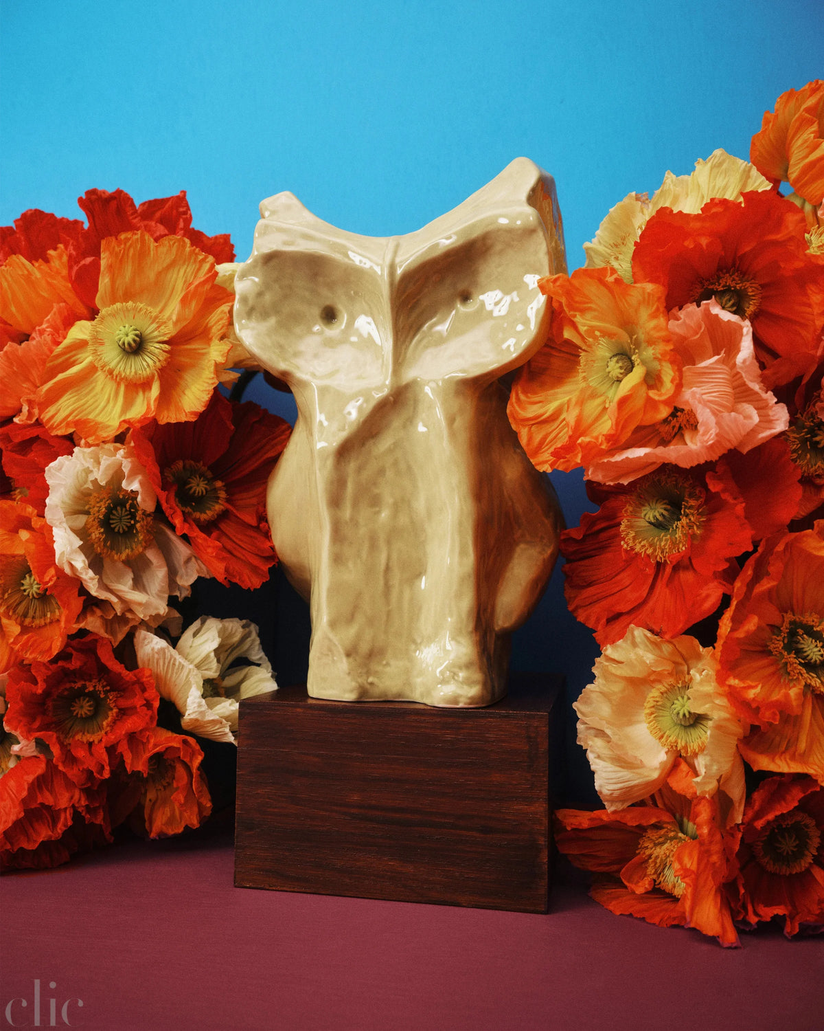 Large Owl Vase in Yellow After Midnight