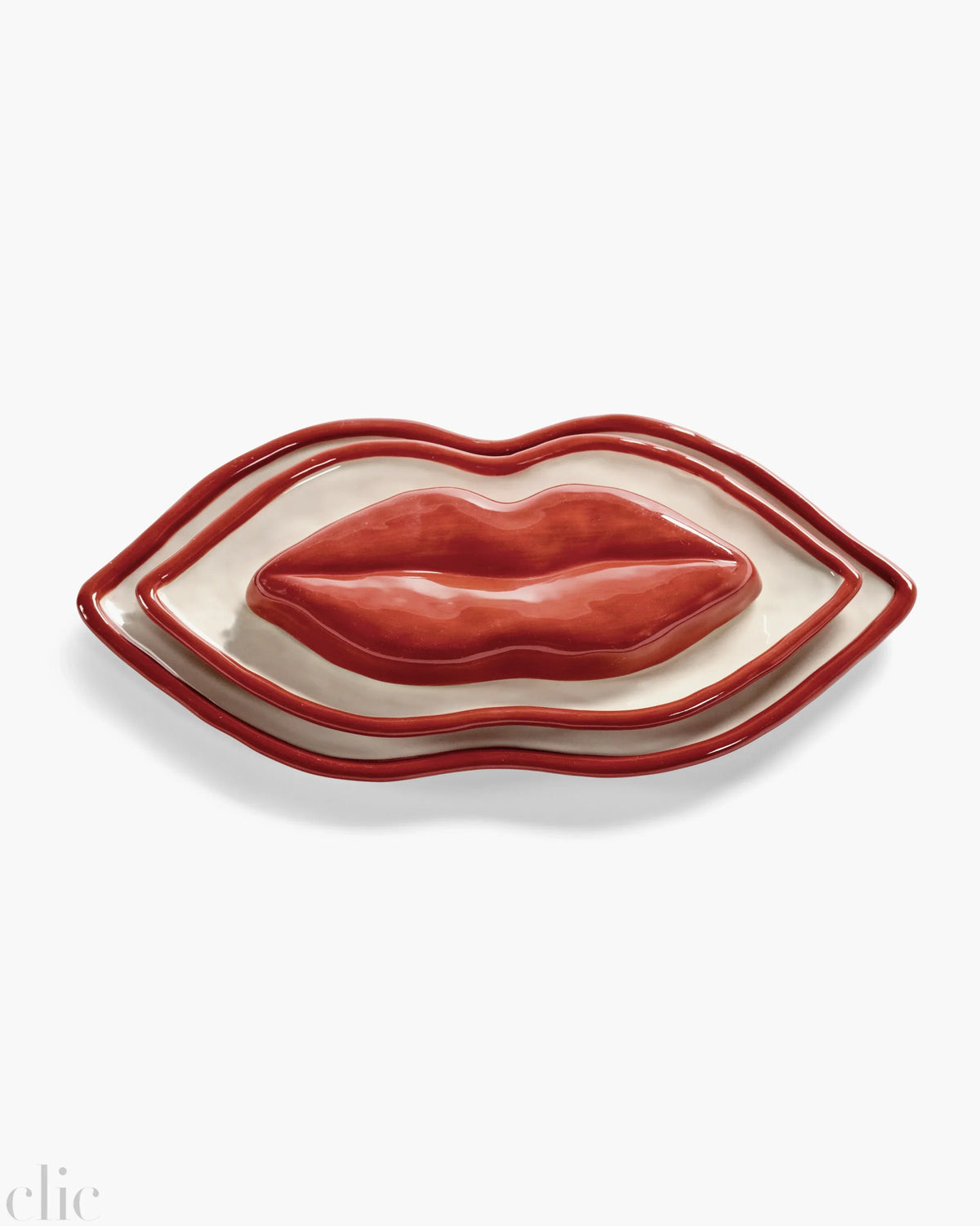 Set of 3 Serving Dish in Red and Whtie, from Serax