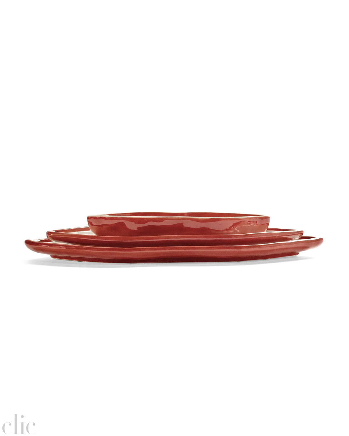 Set of 3 Serving Dish in Red and Whtie, from Serax