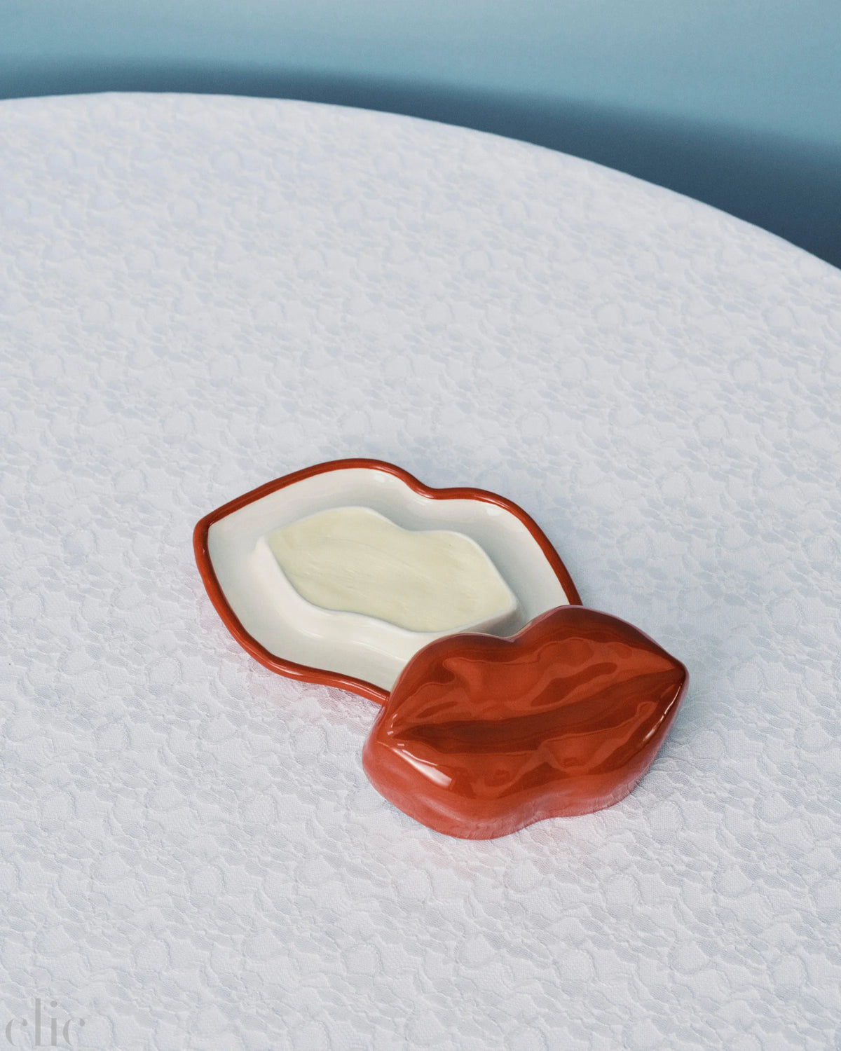 Red Lip Dish with Lid, from Serax