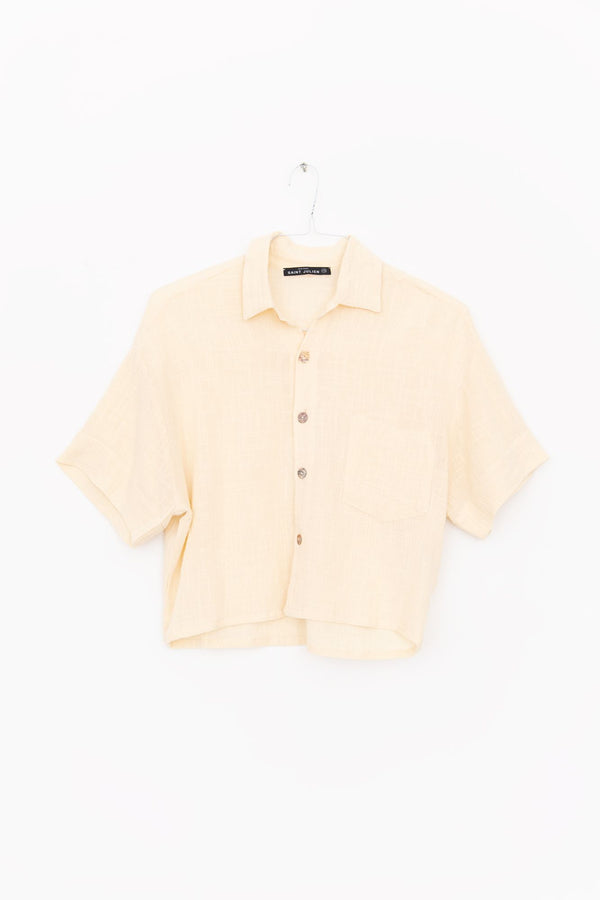 Bonifacio Short Shirt in Cream, from Maison Saint Julien