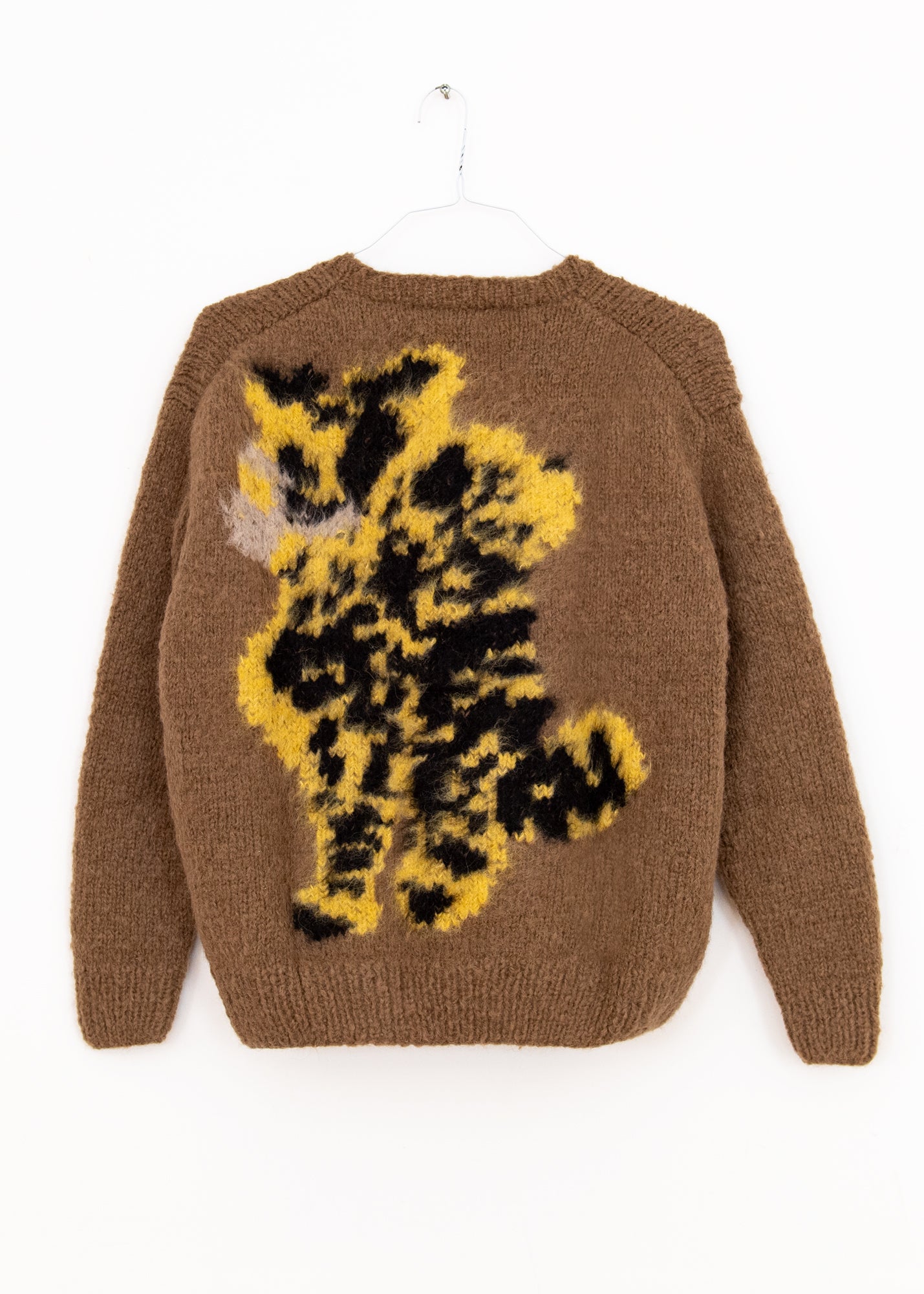 Elephant, Cheetah Hand Knitted Sweater in Blue, from Wild Animals