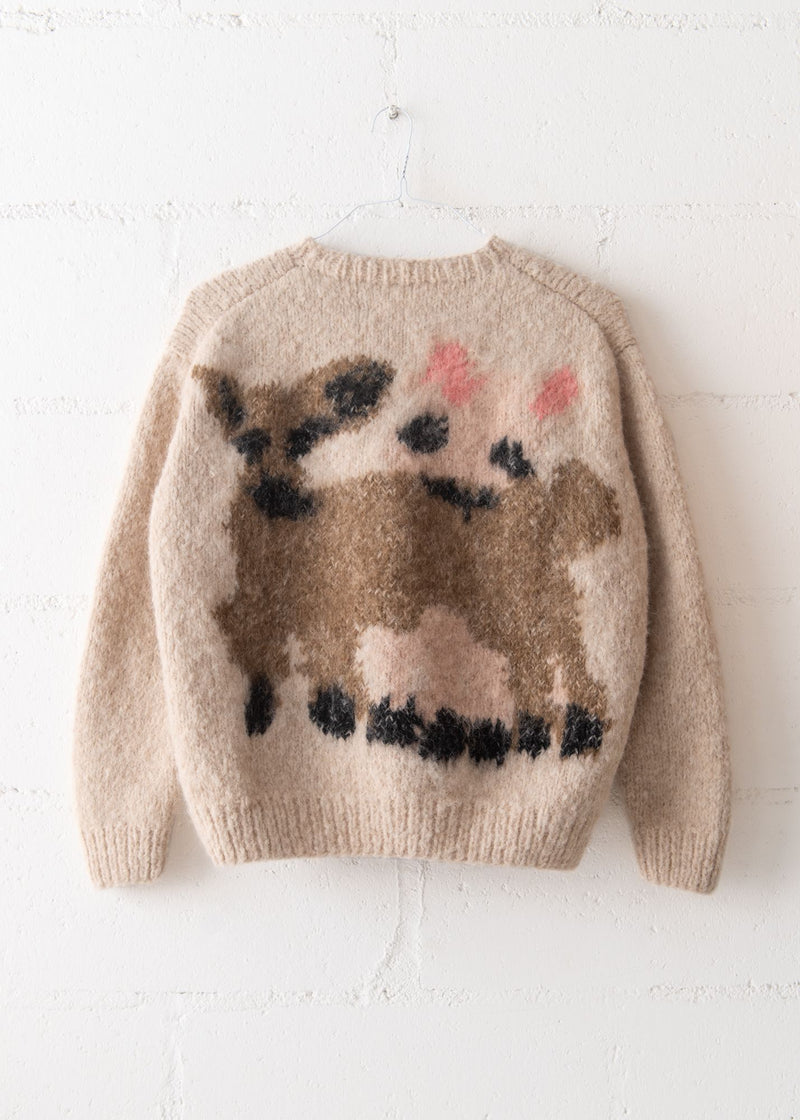 Pug and Goat Crewneck Sweater in Beige, from Wild Animals