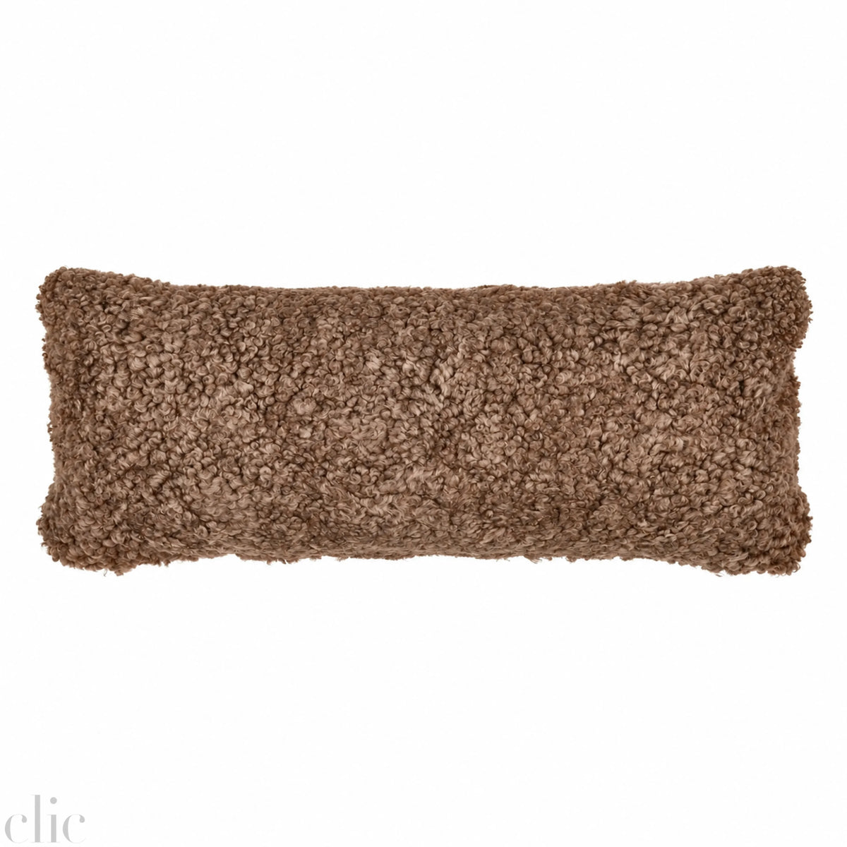 Double Sided Curly Sheepskin Cushion 36"  x 14" in Taupe