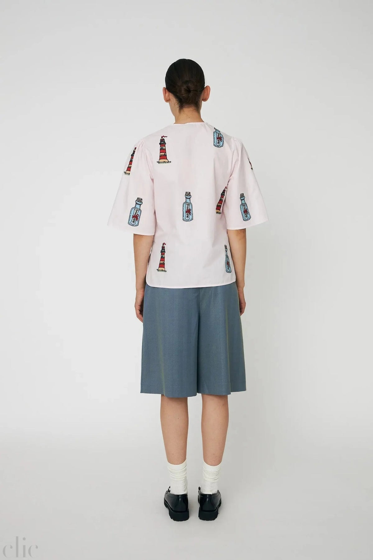 Embroidered Bow Shirt in Pale Pink, from Stella Nova