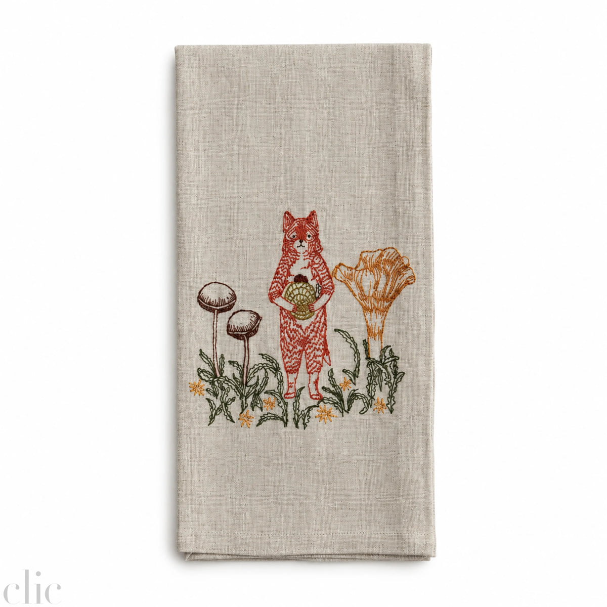 Fox with Mushrooms Tea Towel, from Coral & Tusk