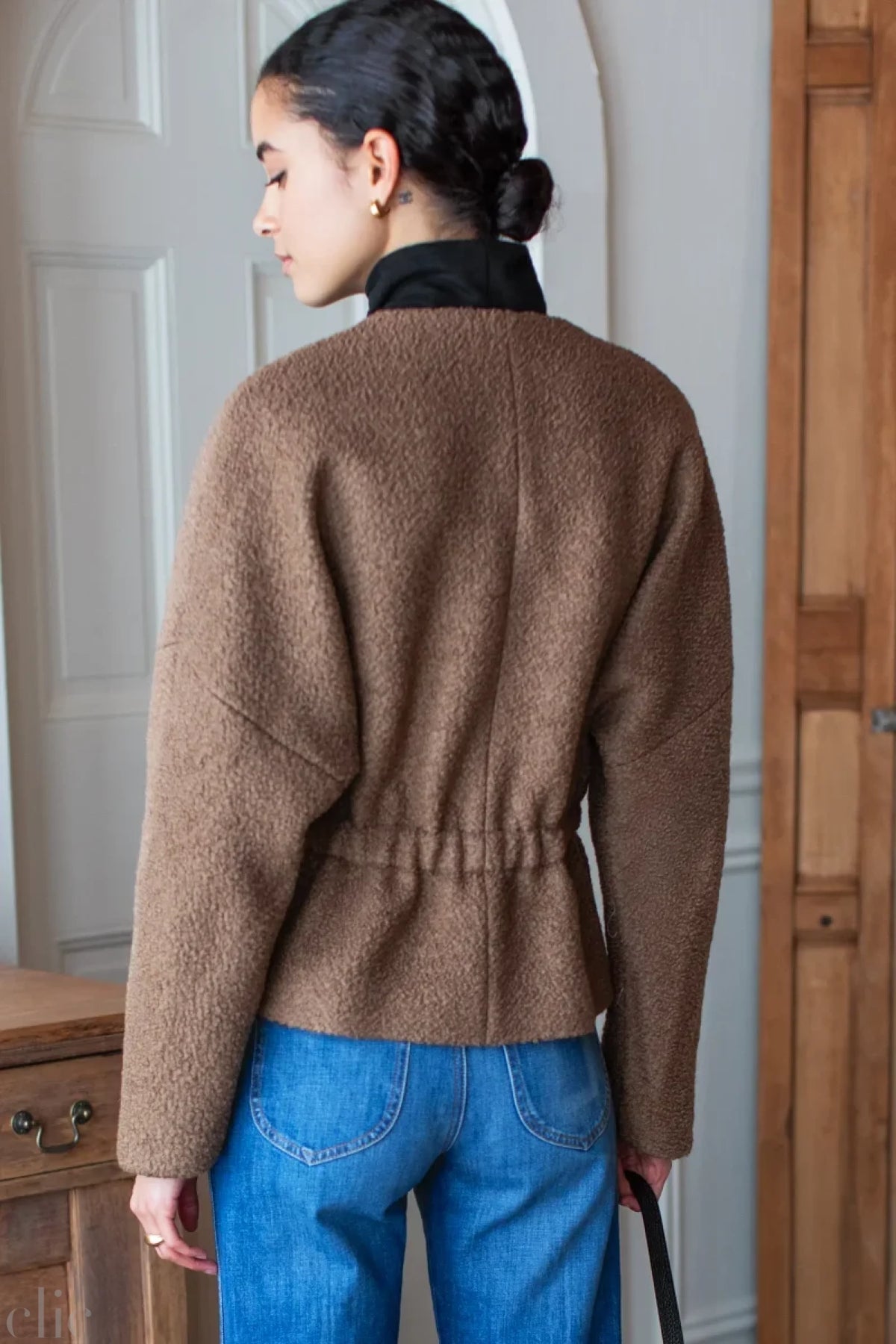 Atelier Cinch Jacket in Camel Boucle, from Emerson Fry