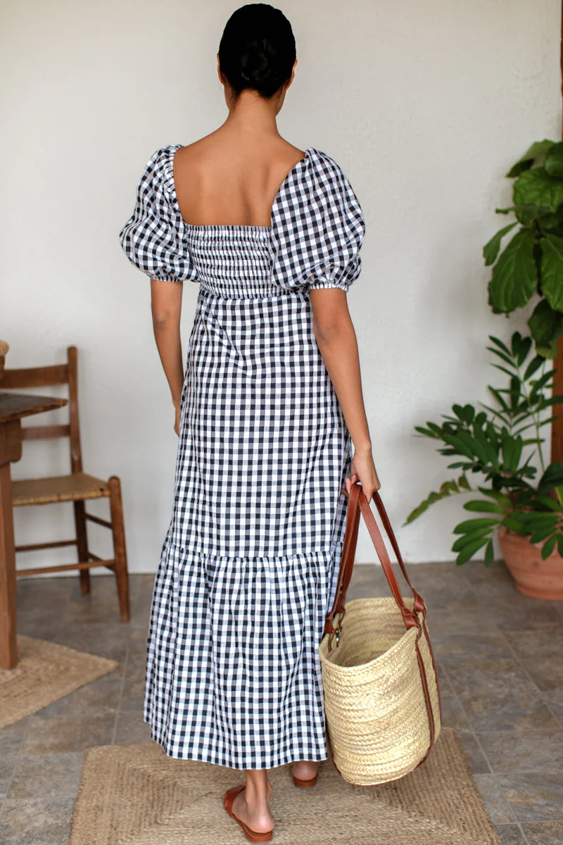 Santiago 3 Maxi Dress in Black + White Check, from Emerson Fry