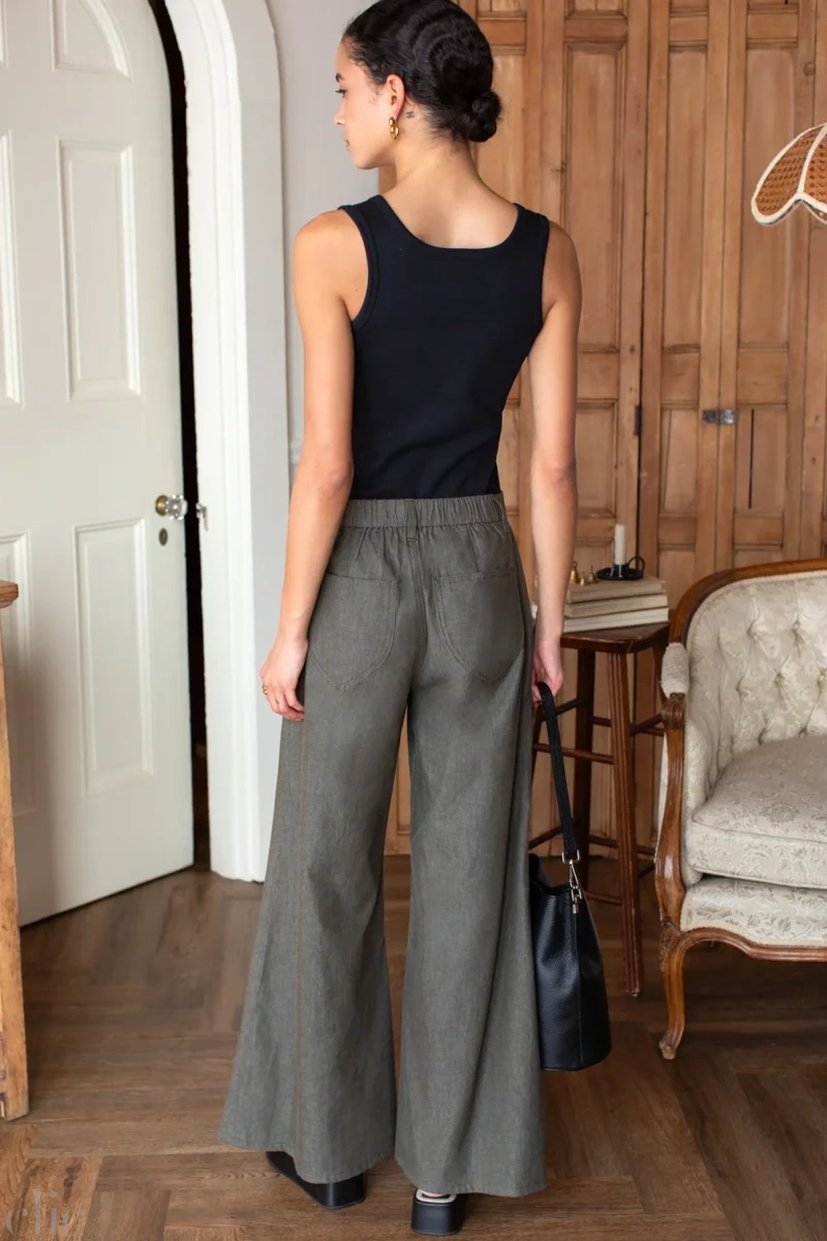 Tulip Trouser in Dark Olive, from Emerson Fry