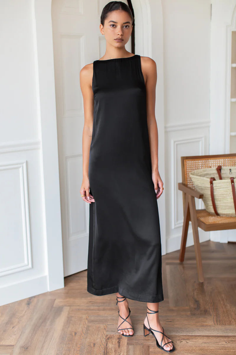 Cut in Shift Maxi Dress in Black, from Emerson Fry