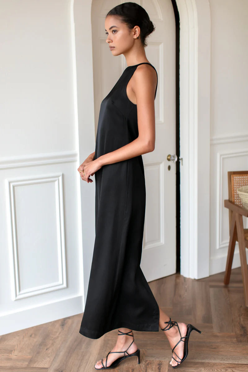 Cut in Shift Maxi Dress in Black, from Emerson Fry