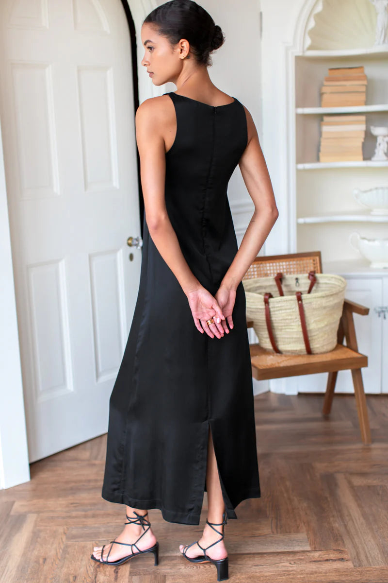 Cut in Shift Maxi Dress in Black, from Emerson Fry