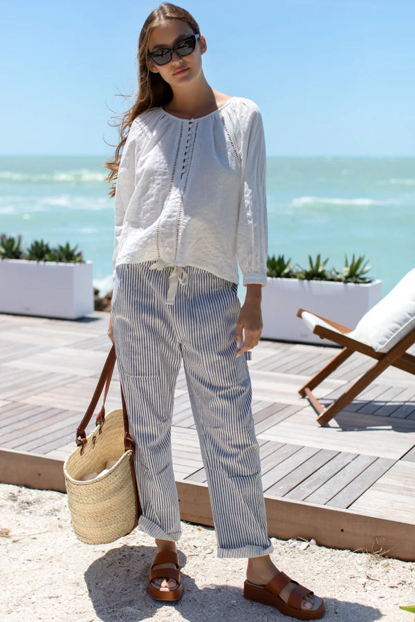 Family Cargo Pant in Indigo Stripe, from Emerson Fry