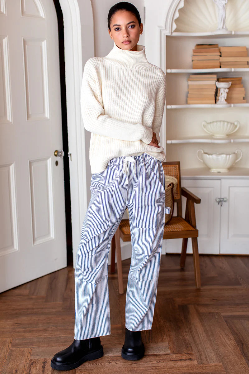 Family Cargo Pant in Indigo Stripe, from Emerson Fry