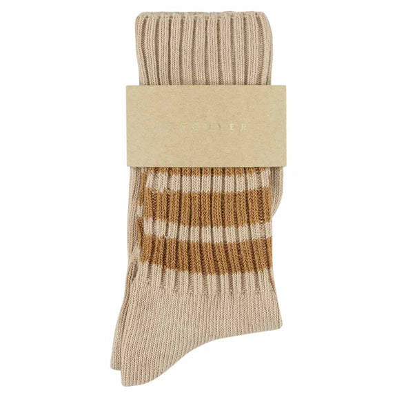Stripes Crew Socks in Pink and Brown, from Escuyer