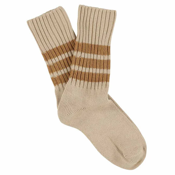 Stripes Crew Socks in Pink and Brown, from Escuyer