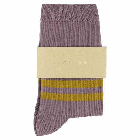 Stripe Socks in Purple and Bronze, from Escuyer