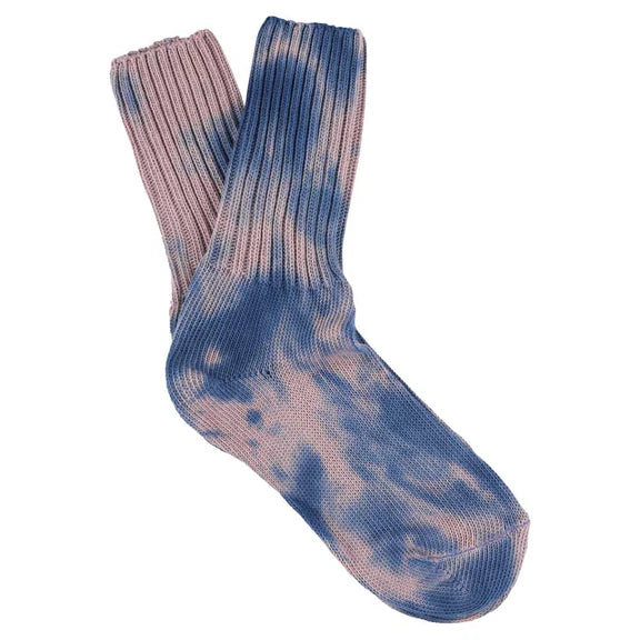 Tie Dye Socks in Indigo and Coral, from Escuyer