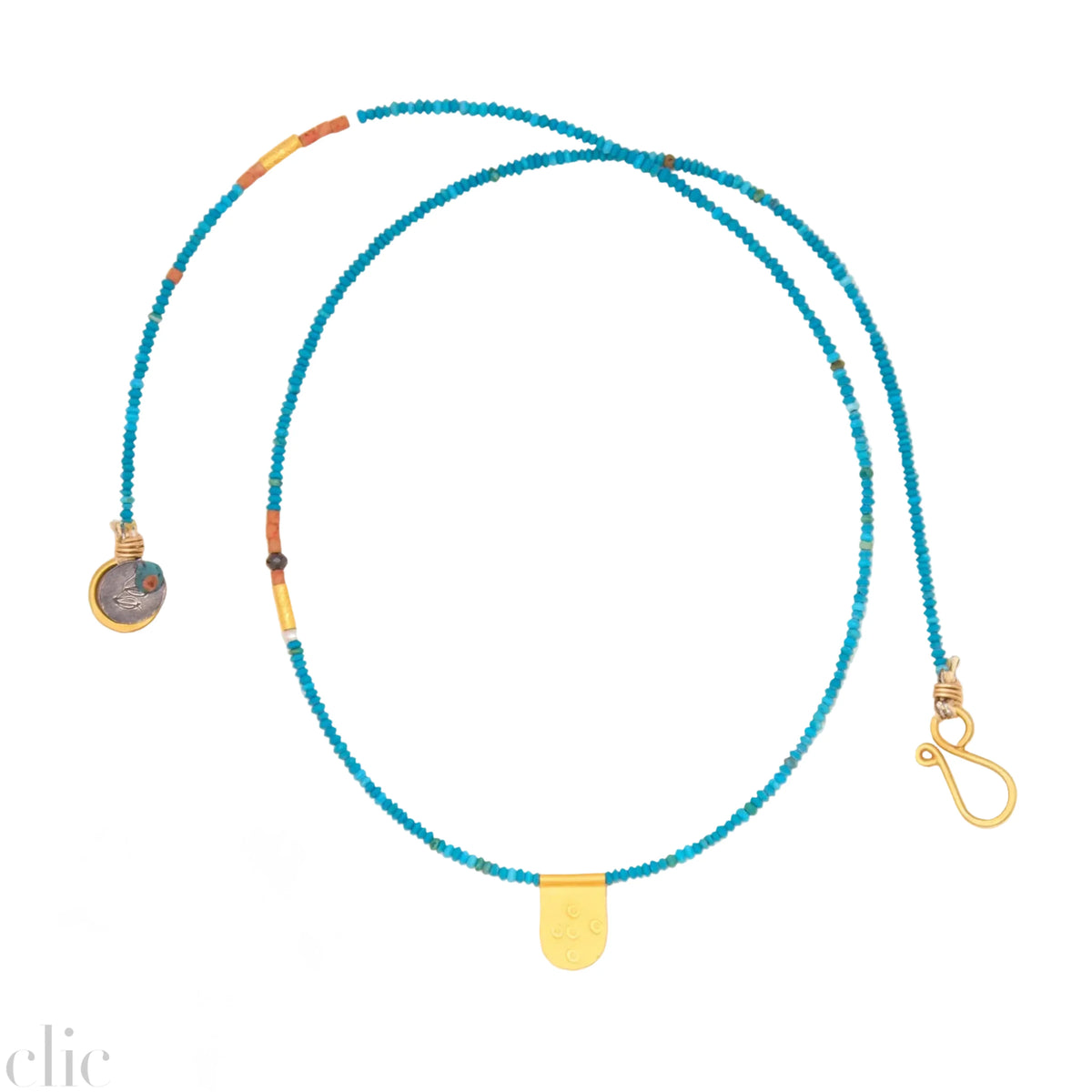 Brilliant Blue Turquoise with Tiny Tab Talisman Necklace, from Riversong