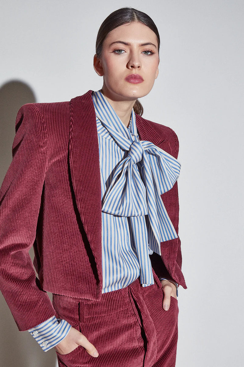 Amber Spencer Courduroy Jacket in Maroon, from The Label Edition