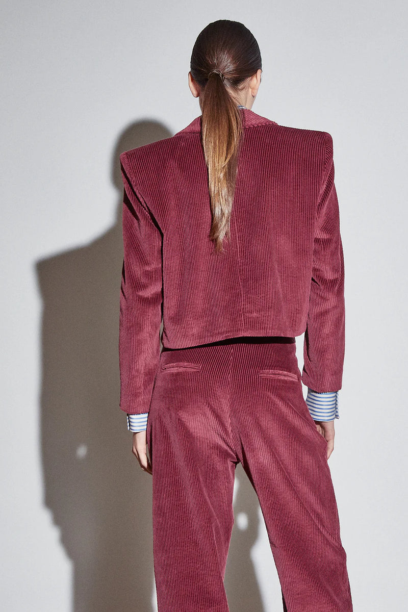 Amber Spencer Courduroy Jacket in Maroon, from The Label Edition