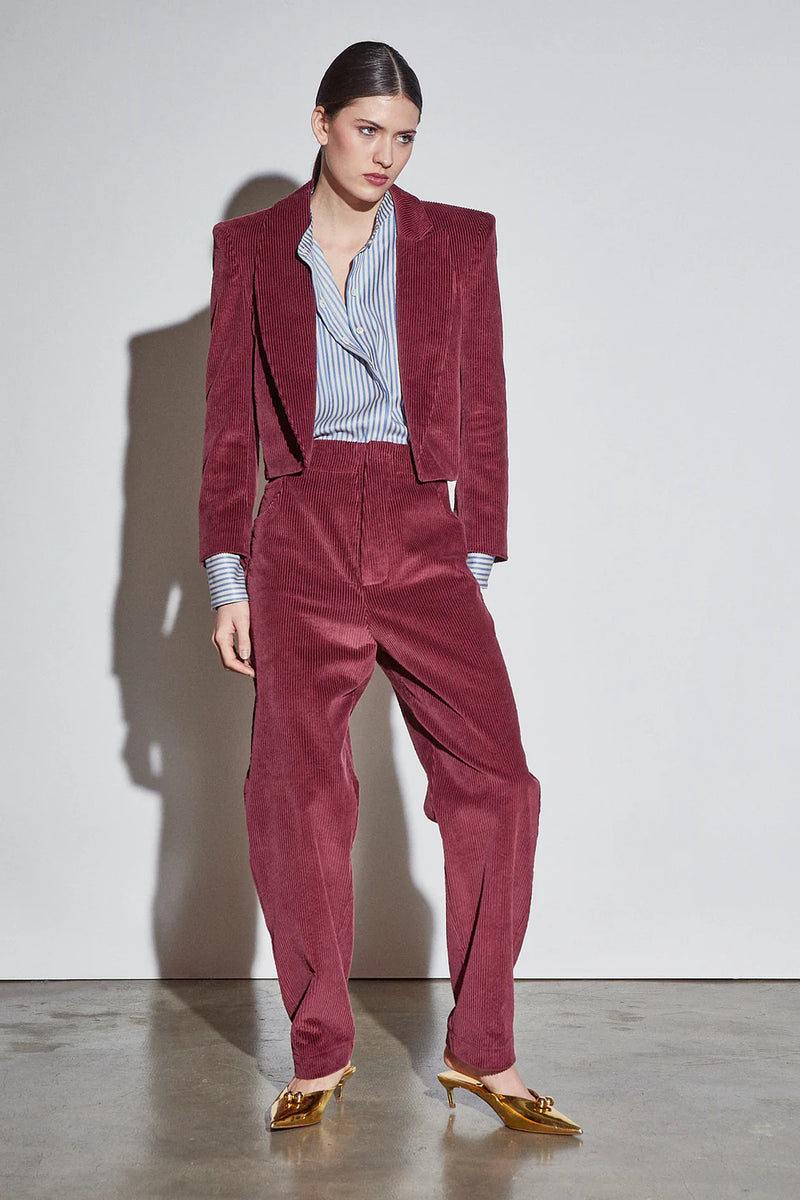 Amber Spencer Courduroy Jacket in Maroon, from The Label Edition