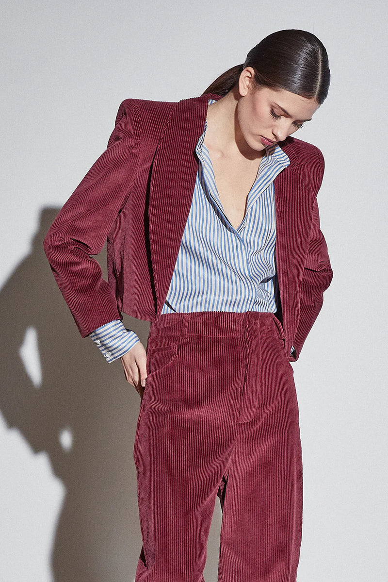 Amber Spencer Courduroy Jacket in Maroon, from The Label Edition