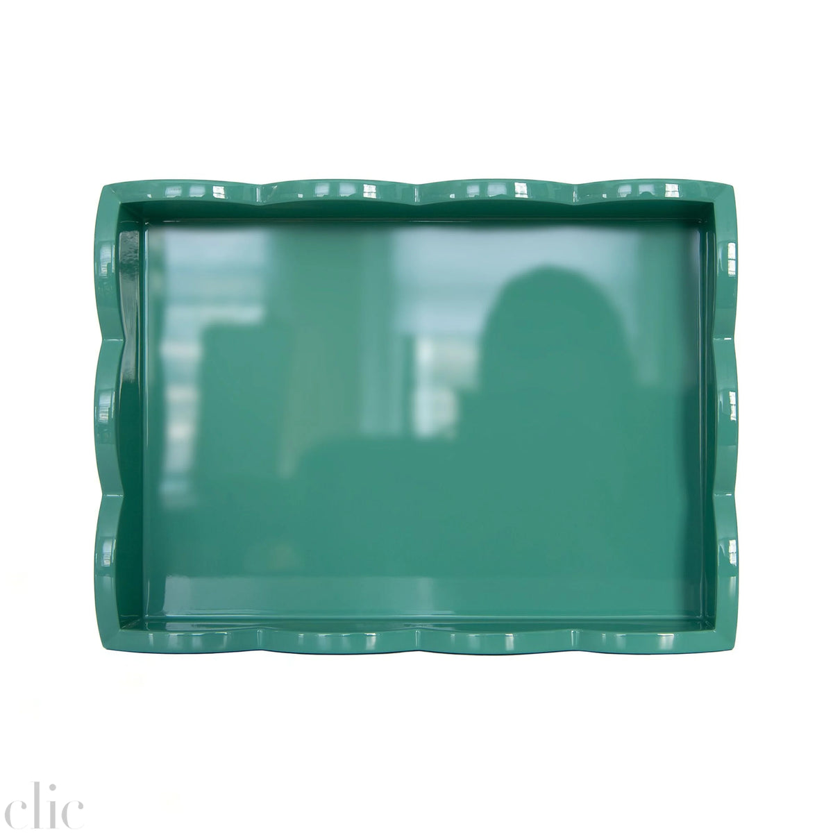 Rectangular Scallop Tray in Turquois