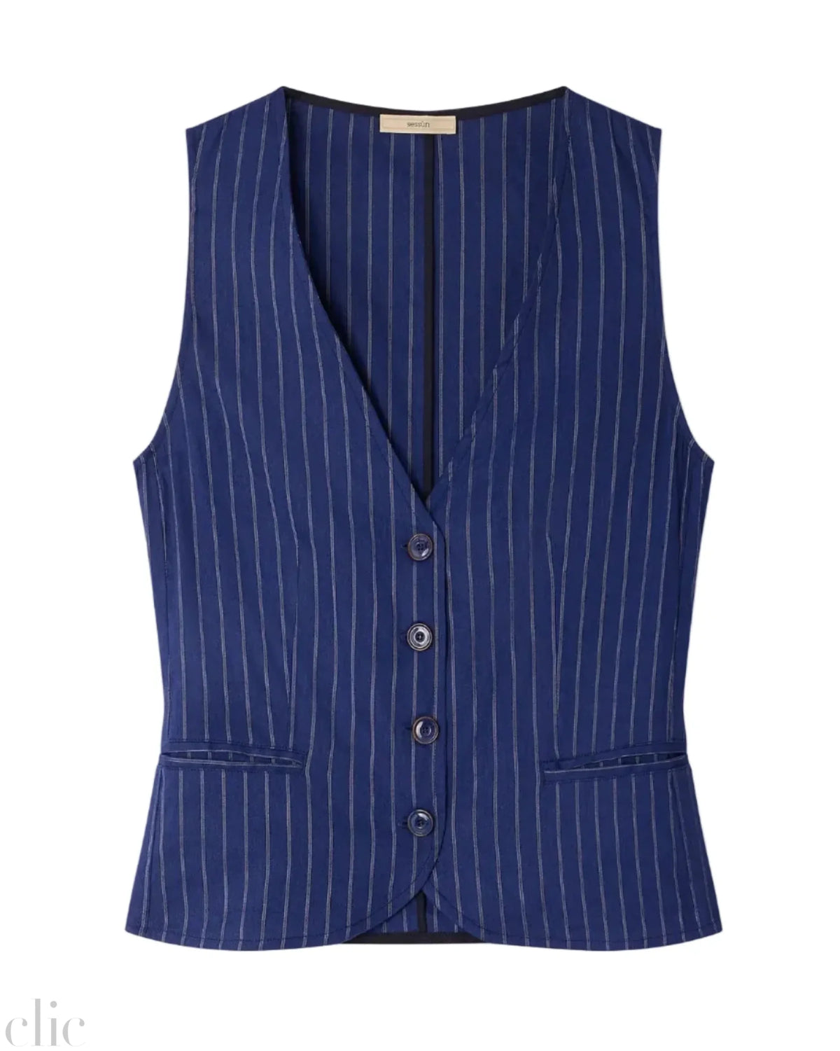 Fernando Buttoned Top in Blazer Blue, from Sessun