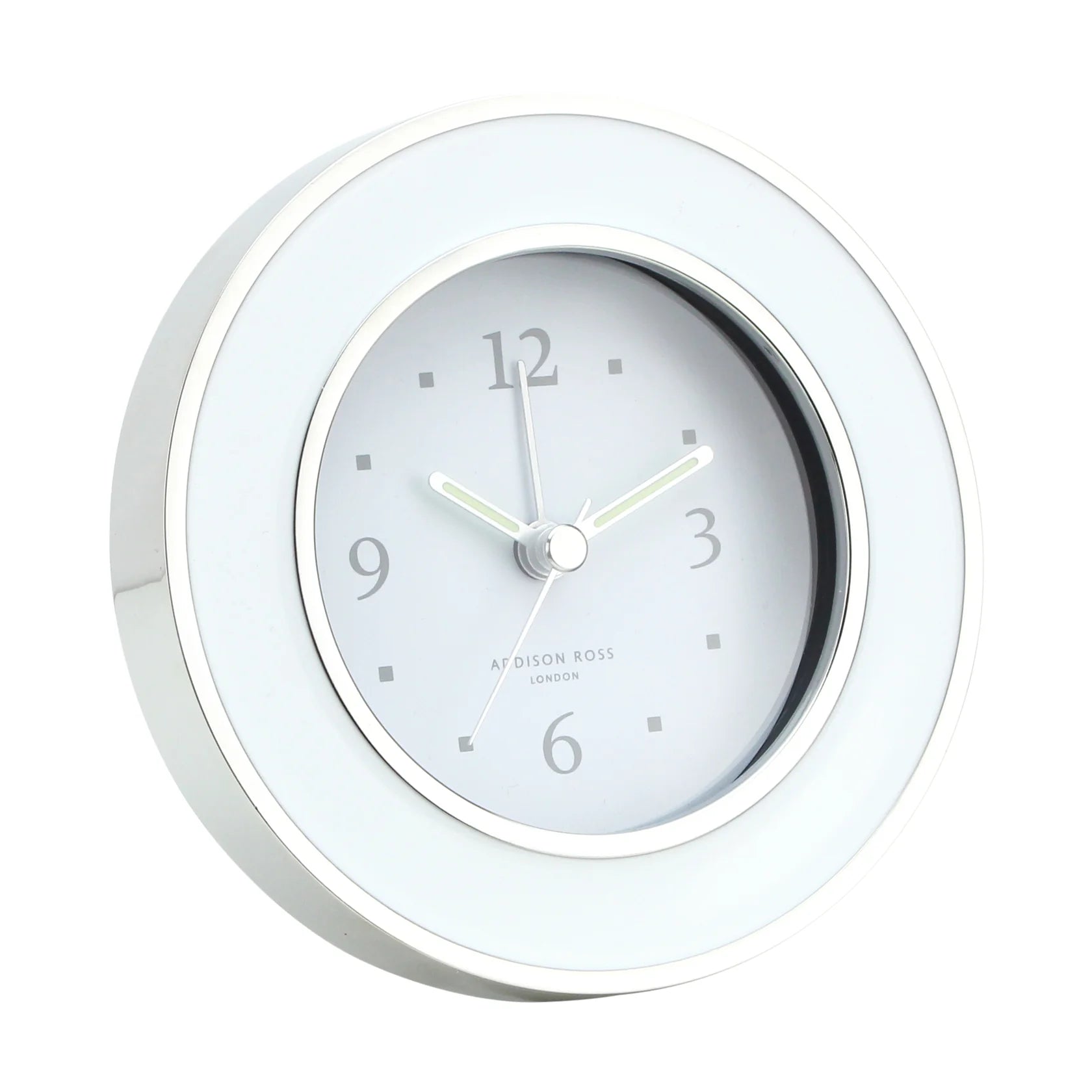Alarm Clock in White and Silver