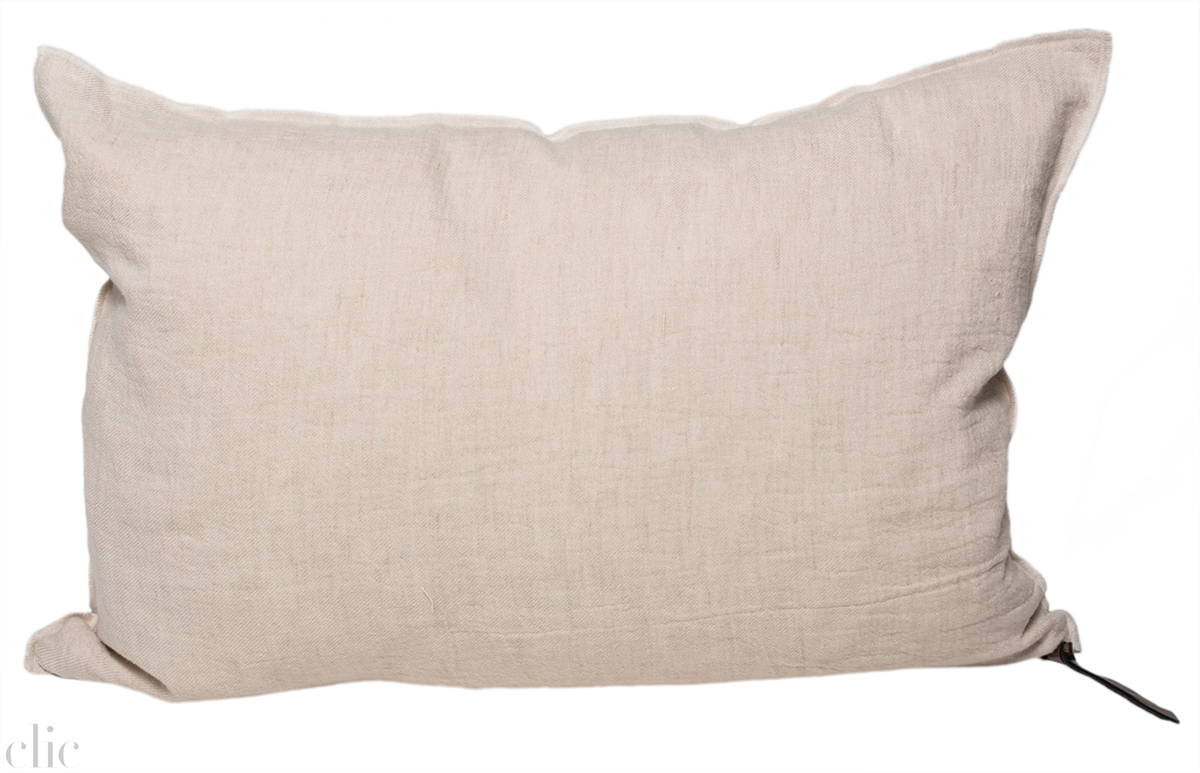 Crumpled Washed Linen Pillow 16x24 in Creme, from Maison De Vacances